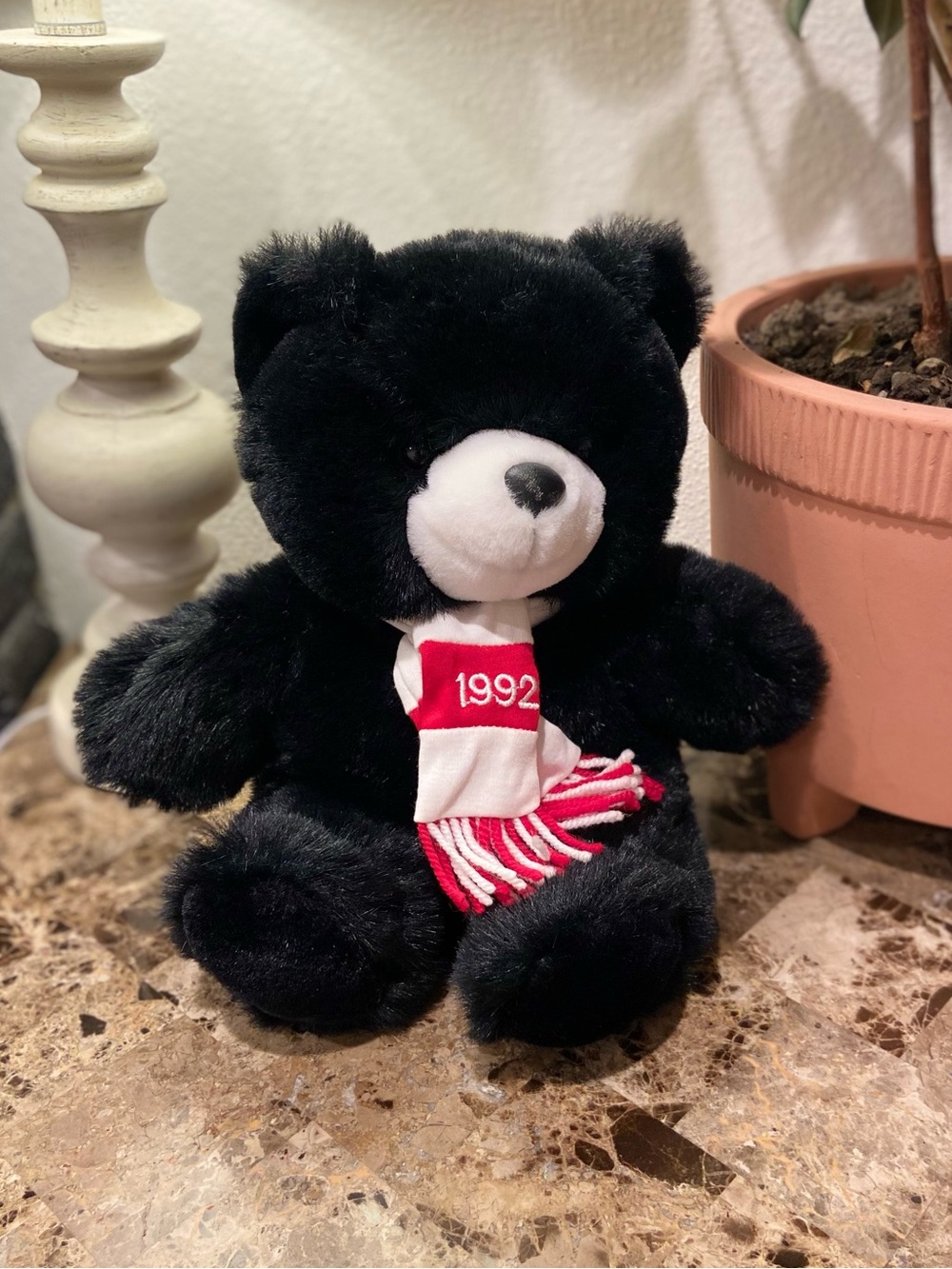 VTG Plush Black Teddy Bear 1999 Made in Korea 10”